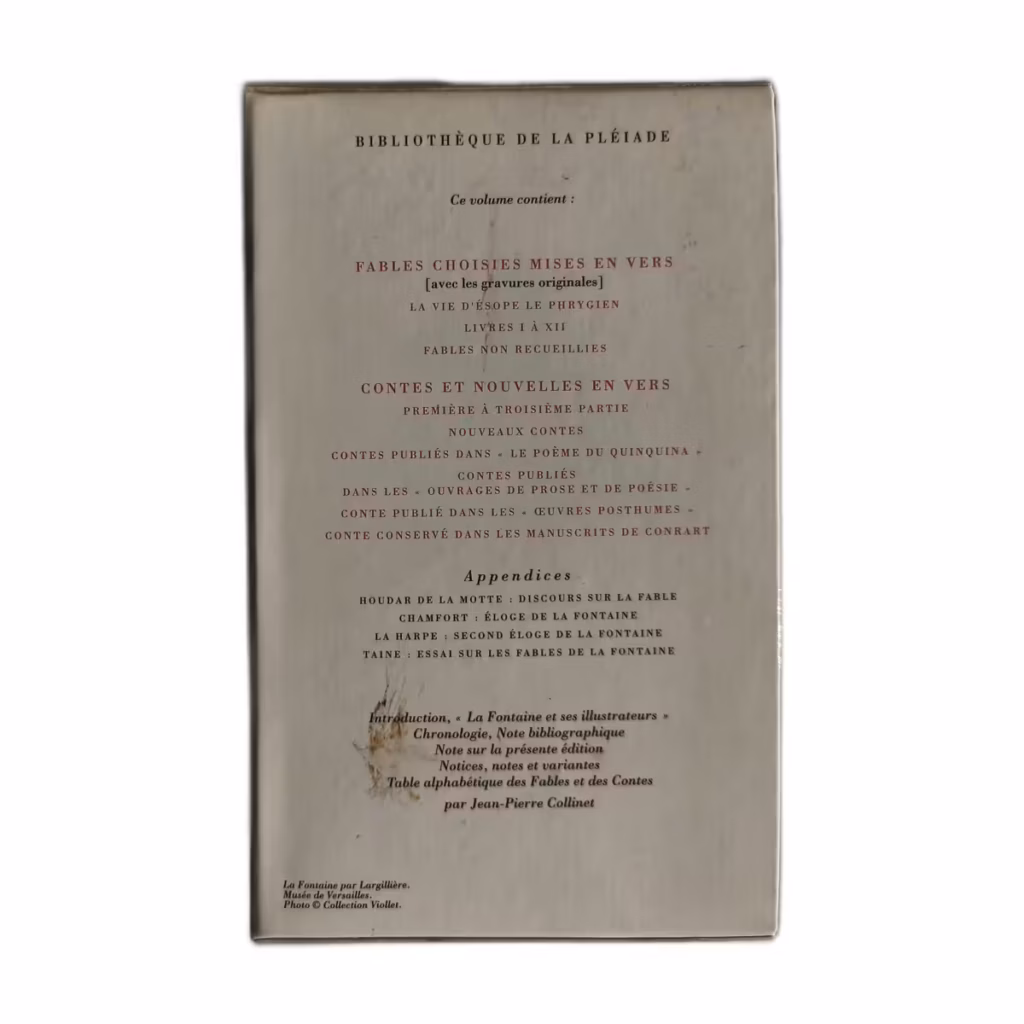 Œuvres Complètes I La Fontaine - Fables Contes - Bibliothèque de la Pléiade NRF