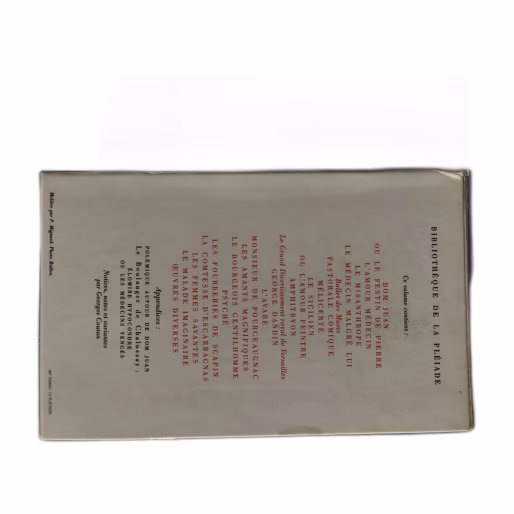 Molière Œuvres Complètes II - Bibliothèque de la Pléiade Gallimard 1971