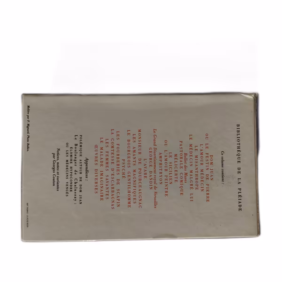 Molière Œuvres Complètes II - Bibliothèque de la Pléiade Gallimard 1971 – Image 2