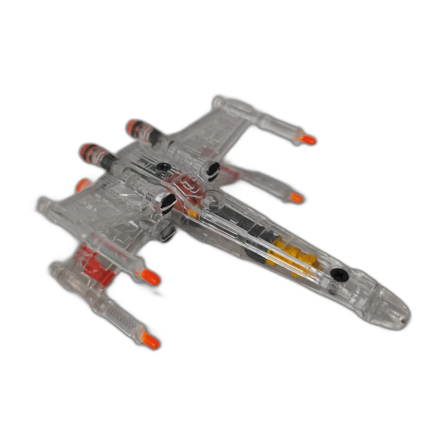 Vaisseau Star Wars X-Wing transparent Micro Machines Action Fleet Galoob vu de trois quarts avant
