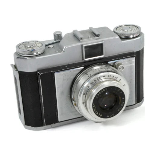 Appareil photo argentique Royer Savoy II vue de face avec objectif SOM Berthiot