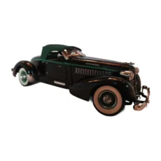 Vue de trois-quarts avant de la miniature Auburn 851 Speedster noire avec capote verte