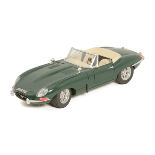 Voiture miniature Bburago 1/18 Jaguar Type E Cabriolet 1961 vert anglais vue de face