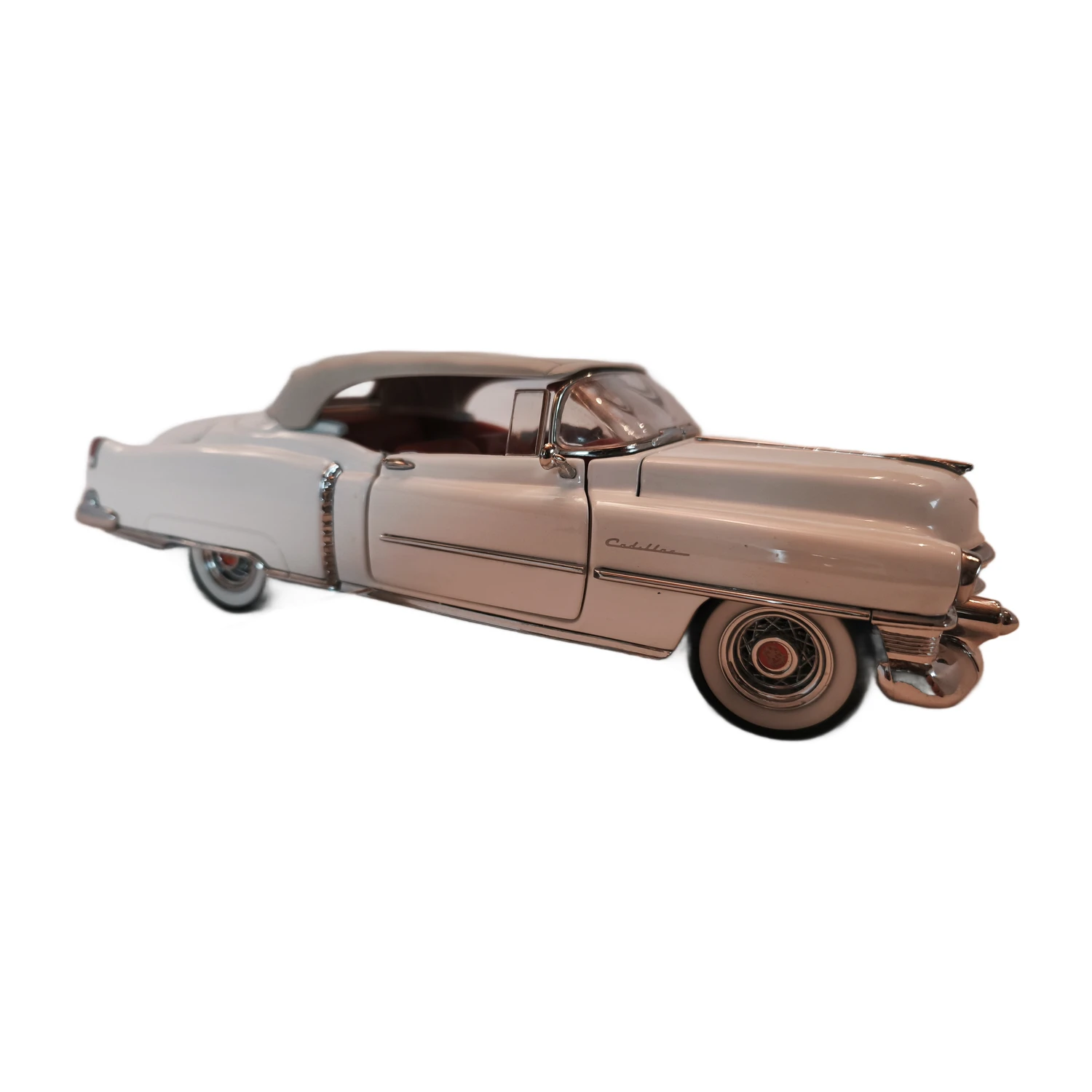 Vue de trois quarts avant de la miniature Cadillac Eldorado 1953 blanche par Franklin Mint
