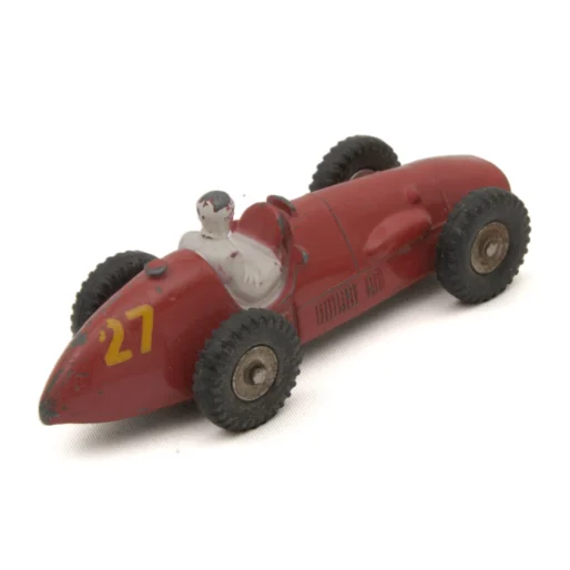 Voiture de course ancienne Dinky Toys Ferrari 23J avec pilote vue de profil