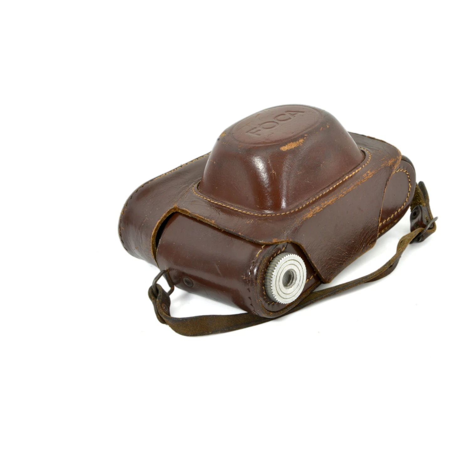 Étui en cuir marron fermé d