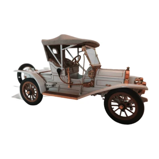 Vue de profil de la miniature Franklin Mint 1910 Cadillac Roadster blanche