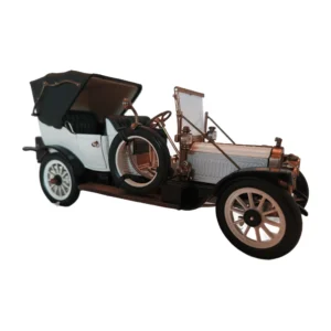 Vue de profil de la miniature Franklin Mint 1912 Packard Victoria blanche et noire