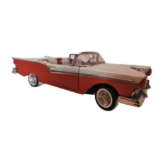 Voiture miniature Franklin Mint Ford Fairlane 500 de 1957 rouge et blanche vue de profil