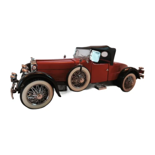 Vue de trois quarts avant de la miniature Stutz Black Hawk 1928 rouge et noire