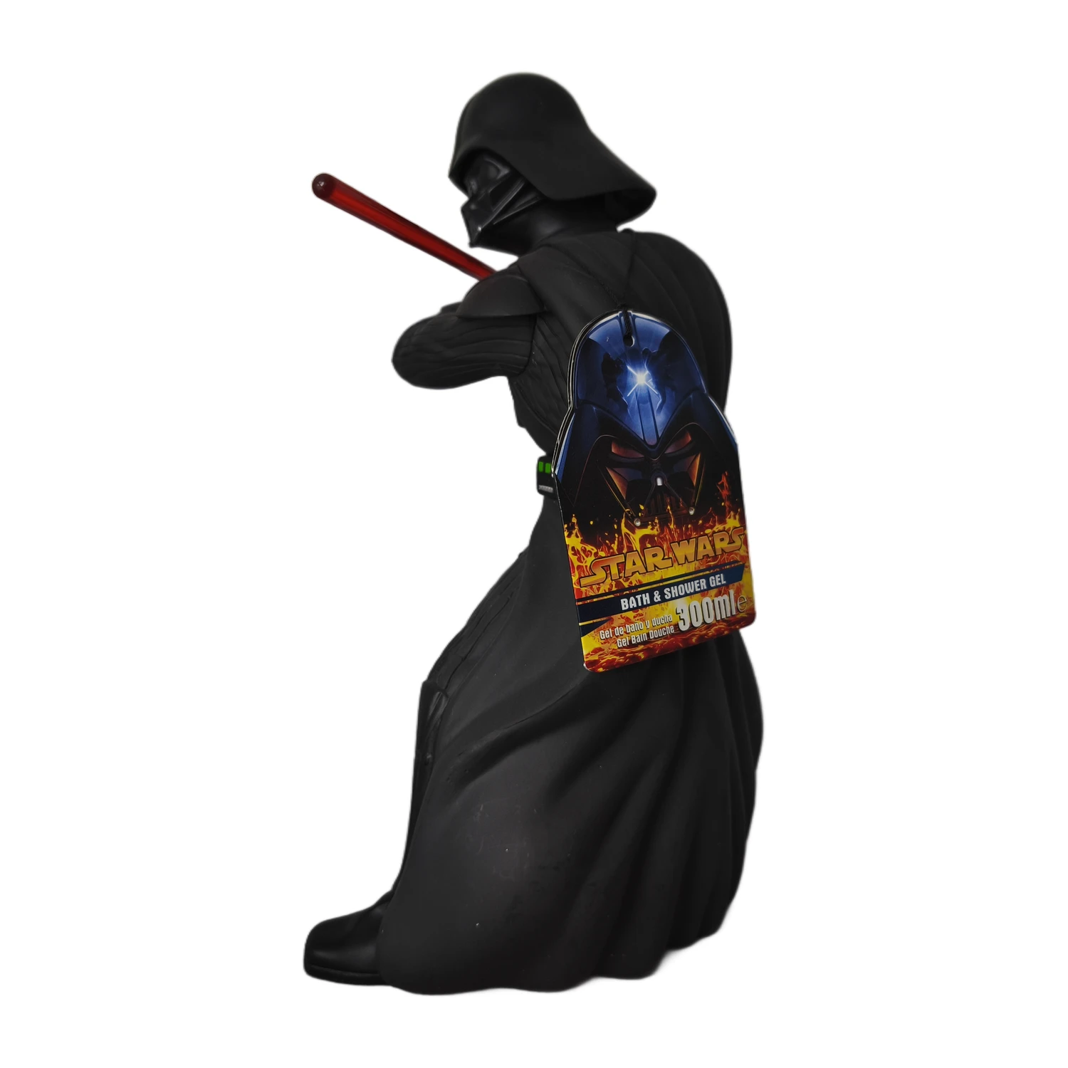 Dos de la figurine bouteille gel douche Darth Vader montrant l