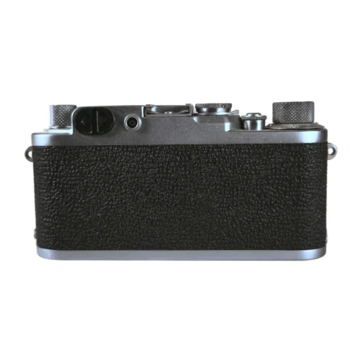 Vue de dessus du Leica IIf avec ses molettes de réglage et le numéro de série 787355