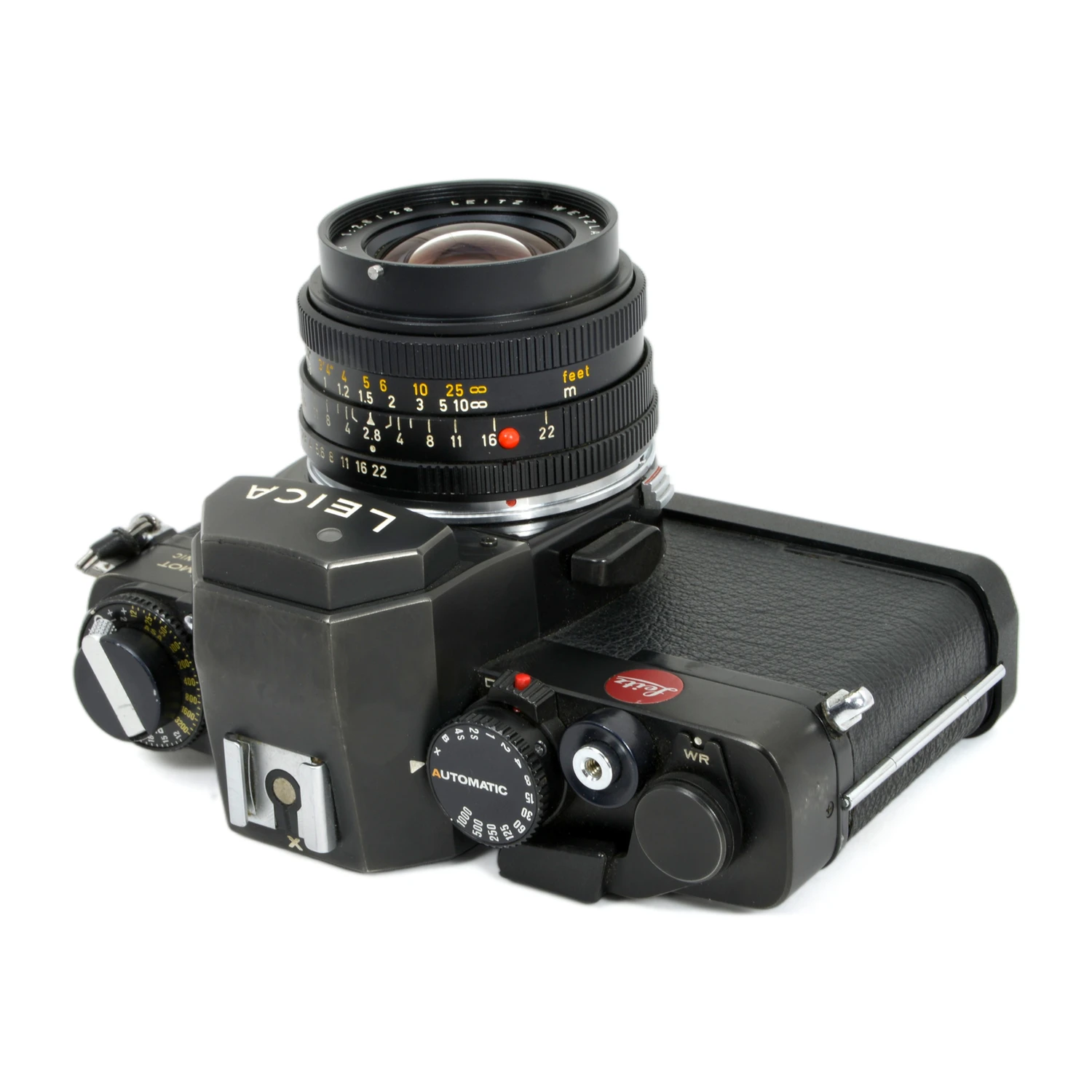 Détail des molettes de réglage de vitesse et sensibilité du Leica R3 MOT