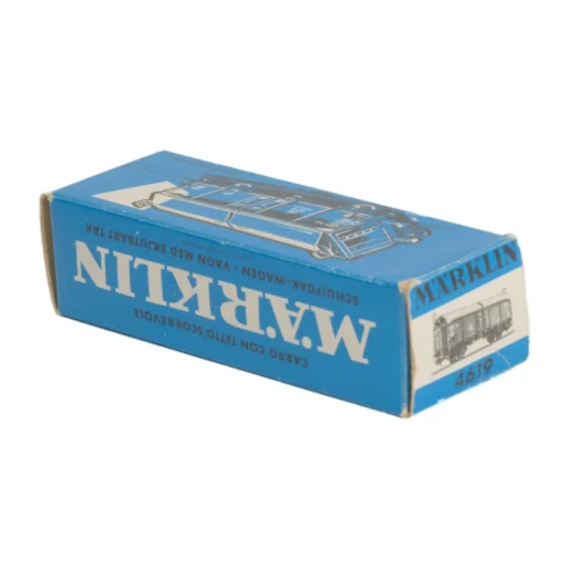 Boîte d'origine bleue illustrée Märklin 4619 pour wagon à toit coulissant