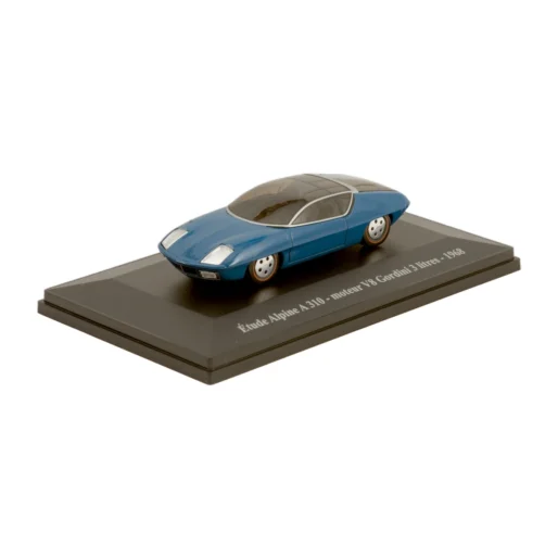 Miniature 1/43 Étude Alpine A310 V8 Gordini 1968 vue de trois quarts avant sur son socle