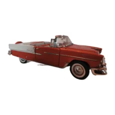 Miniature Franklin Mint Chevrolet Bel Air 1955 cabriolet rouge et blanche profil avec étiquette
