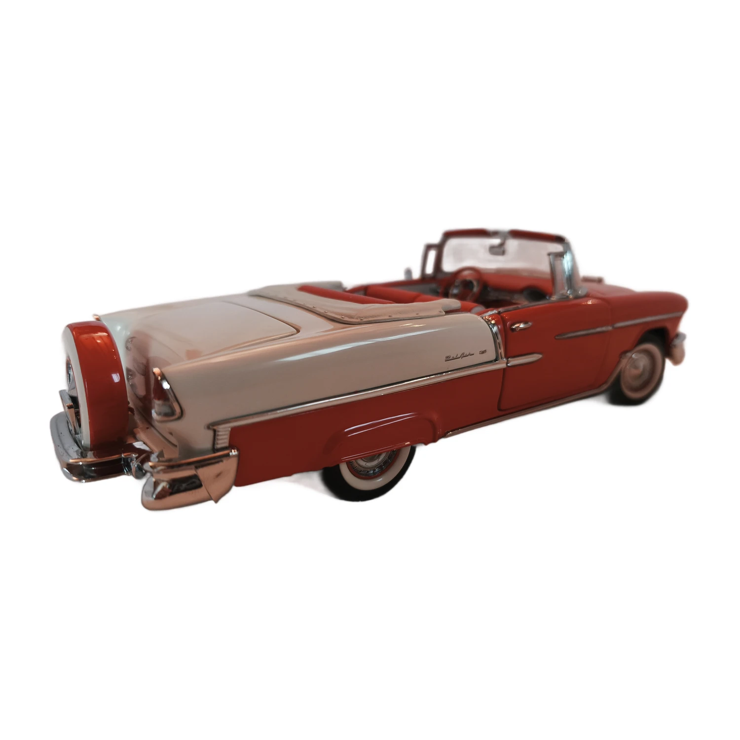 Miniature Franklin Mint Chevrolet Bel Air 1955 cabriolet vue arrière avec roue de secours