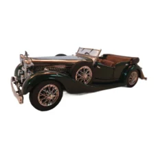 Vue de trois quarts avant de la voiture miniature Franklin Mint 1938 Alvis 4.3 Litre verte