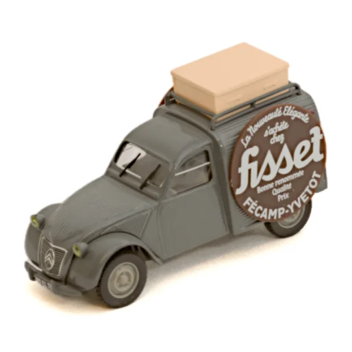 Miniature Norev Citroën 2CV fourgonnette Fisset vue de trois quarts avant