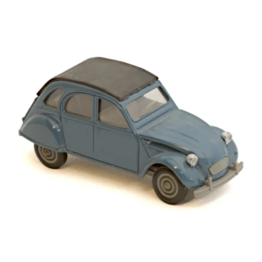 Miniature Solido Citroën 2CV6 bleue 1/43 vue de trois quarts avant