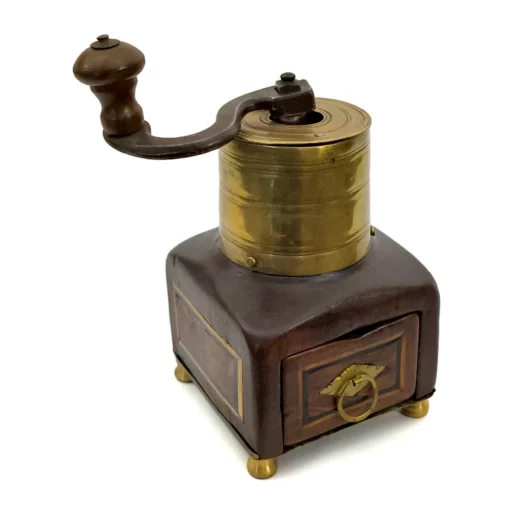 Moulin à café ancien en bois et laiton