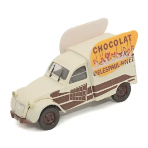 Voiture miniature Norev 1/43 Citroën 2CV AU Chocolat Delespaul-Havez vue de trois quarts avant