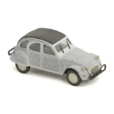 Miniature Norev Citroën 2CV blanche décorée des chansons de Georges Brassens
