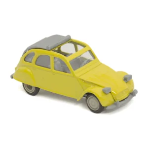 Miniature Norev Citroën 2CV 6 jaune vue de trois quarts avant