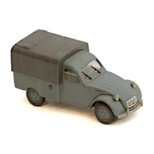 Miniature Norev Citroën 2CV Fourgonnette grise vue de trois quarts avant