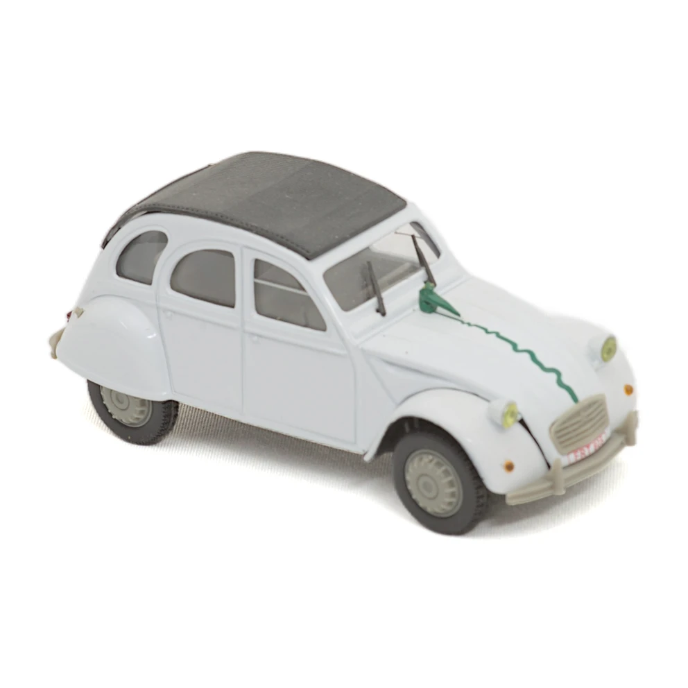 Voiture miniature Norev Citroën 2CV 6 blanche avec ruban vert