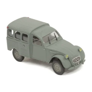 Miniature Norev Citroën 2CV AZU fourgonnette grise 1/87 vue de trois quarts avant