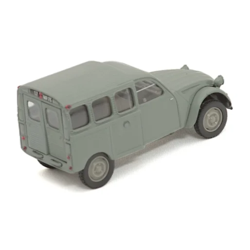 Miniature Norev Citroën 2CV AZU fourgonnette grise 1/87 vue de trois quarts arrière