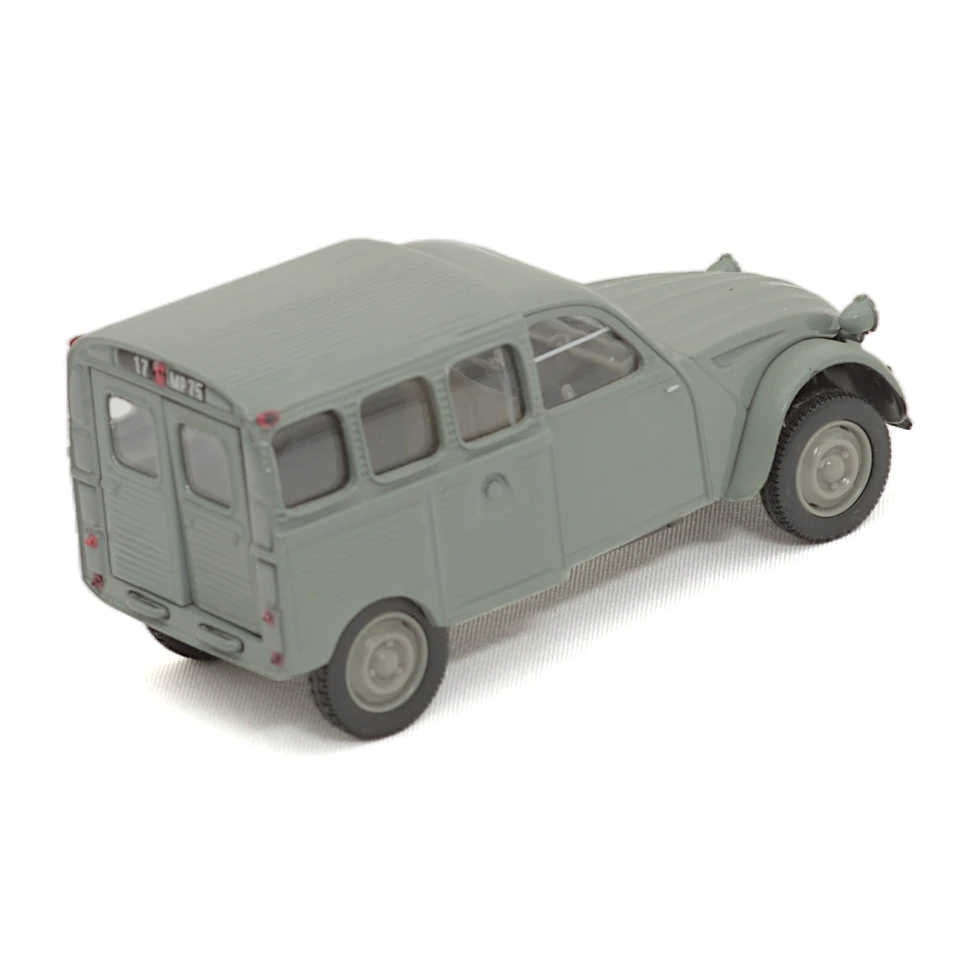 Miniature Norev Citroën 2CV AZU fourgonnette grise 1/87 vue de trois quarts arrière