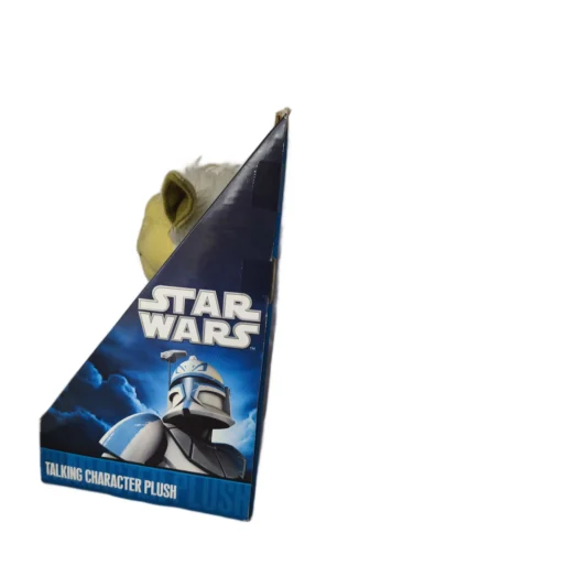 Dos de la boîte montrant la collection de peluches parlantes Star Wars et les mentions légales