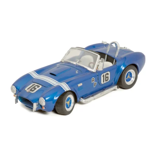 Vue de trois quarts avant de la miniature Shelby Cobra 427 S/C bleue 1/18