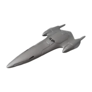 Vue de dessus du vaisseau Naboo Royal Starship argenté Star Wars Galoob 1998