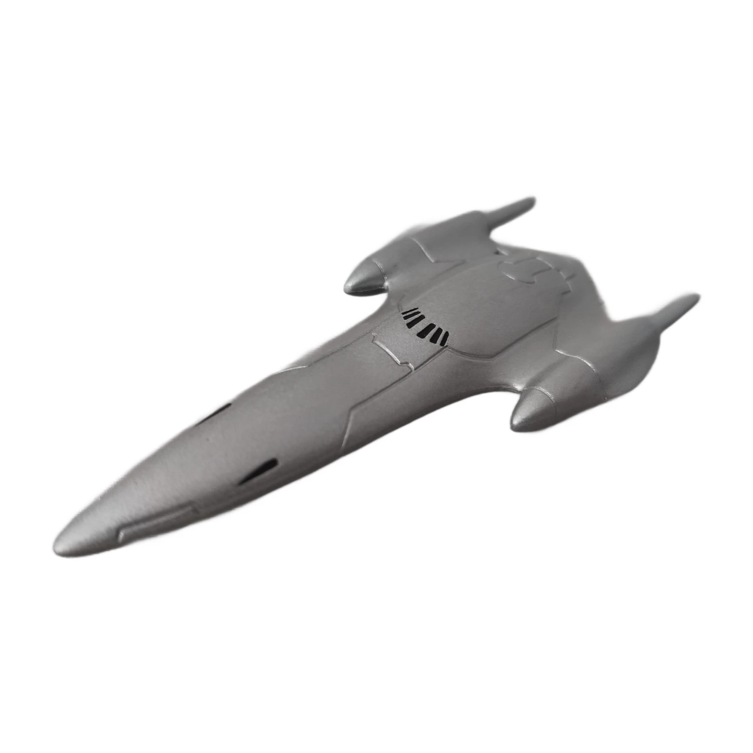 Vue de dessus du vaisseau Naboo Royal Starship argenté Star Wars Galoob 1998