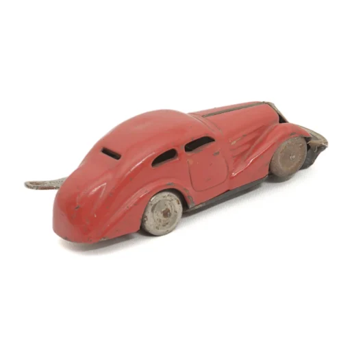 Voiture en tôle Schuco Mirakocar rouge avec clé de remontage vue de dos