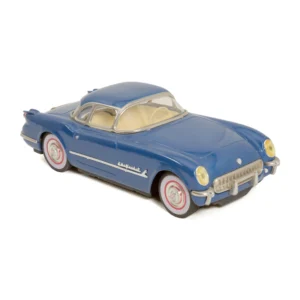 Voiture en tôle Nomura Chevrolet Corvette bleue vue de 3/4 avant