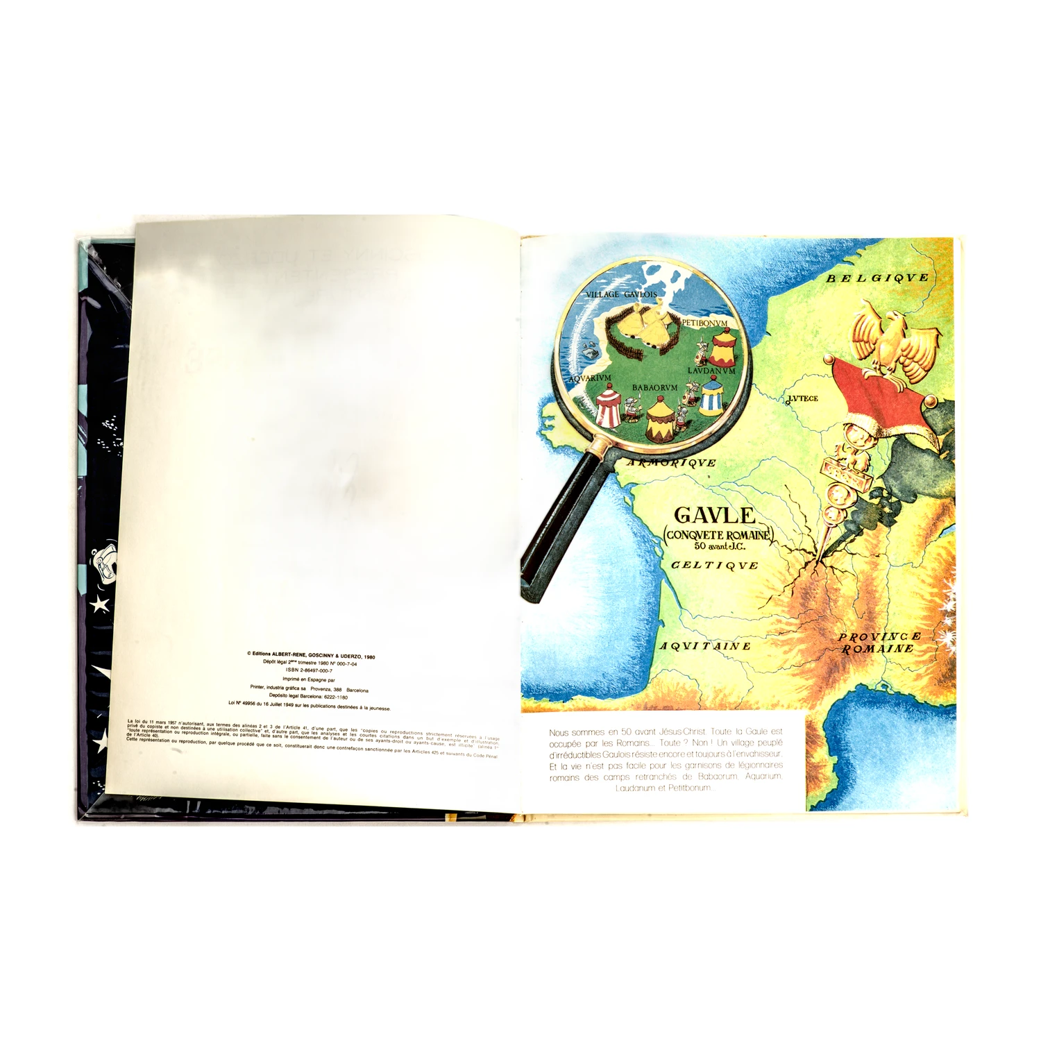 Page de garde et mentions légales indiquant le Dépôt légal de 1980 pour Astérix Le Grand Fossé
