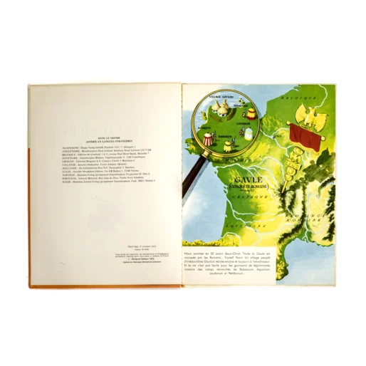 Quatrième plat de l'album Astérix Les Lauriers de César confirmant l'édition originale avec le menhir
