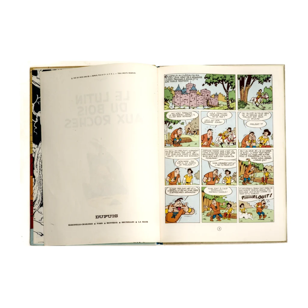 Page intérieure de la BD Johan et Pirlouit avec la mention de copyright de 1967