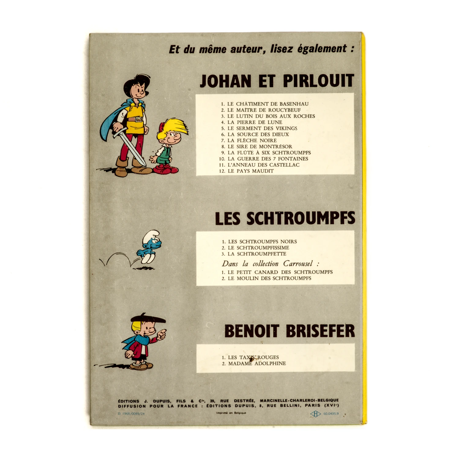 Quatrième plat de la BD Johan Le Maître de Roucybeuf listant les autres albums