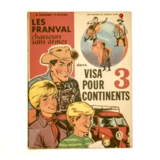 Couverture de la BD Les Franval Visa pour 3 continents sous film plastique protecteur