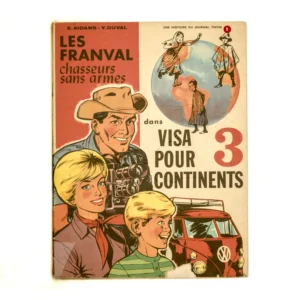Couverture de la BD Les Franval Visa pour 3 continents sous film plastique protecteur