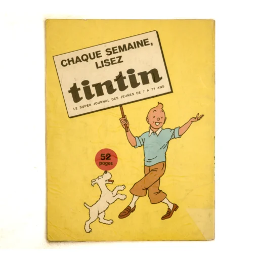 Quatrième de plat de la BD avec publicité Tintin et étiquette sur la pochette plastique
