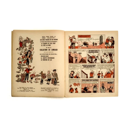 Quatrième de couverture jaune avec publicité pour le journal Tintin