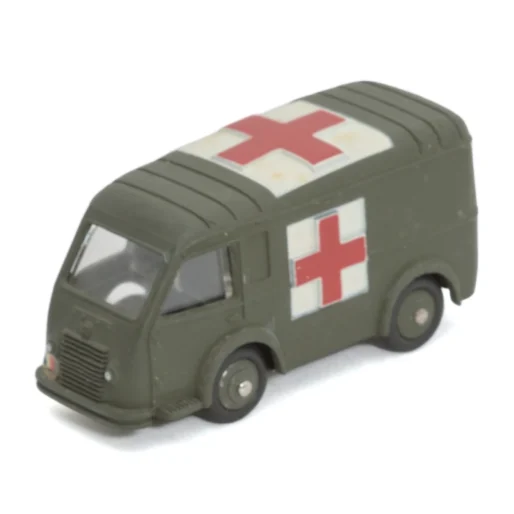 Vue de trois quarts avant de l'ambulance militaire Renault Carrier Dinky Toys