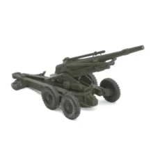Vue de profil de l'Obusier de 155 A.B.S. Dinky Toys en métal vert armée