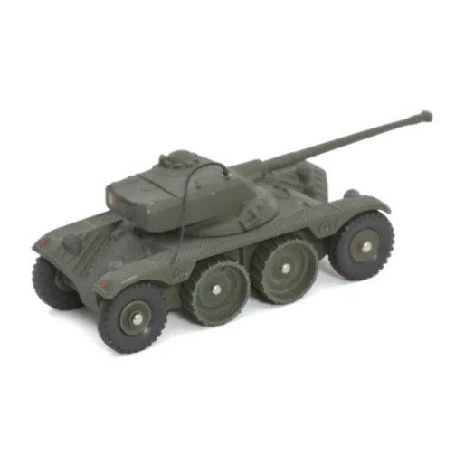Vue de trois quarts avant de la miniature militaire Dinky Toys Panhard EBR FL-10 vert armée